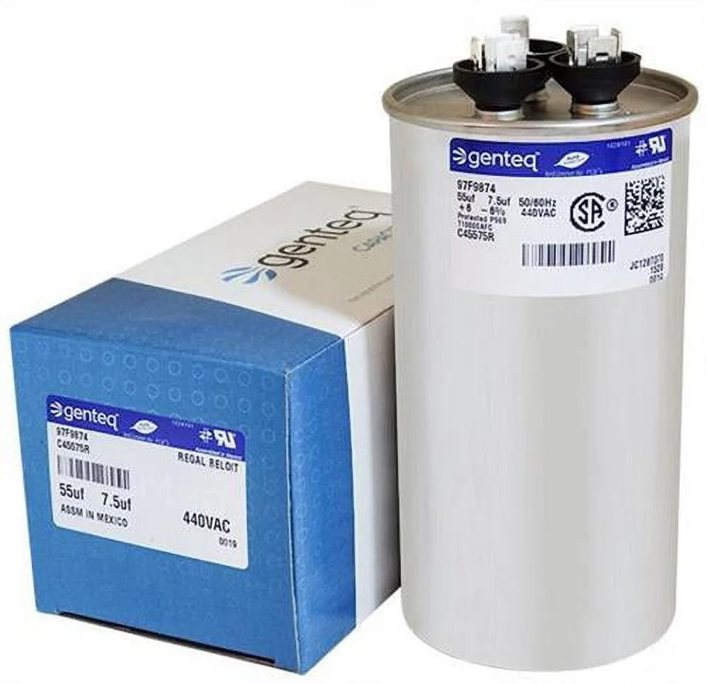 55/7.5 uF MFD 440 VAC Dual Round Replacement Capacitor X301714