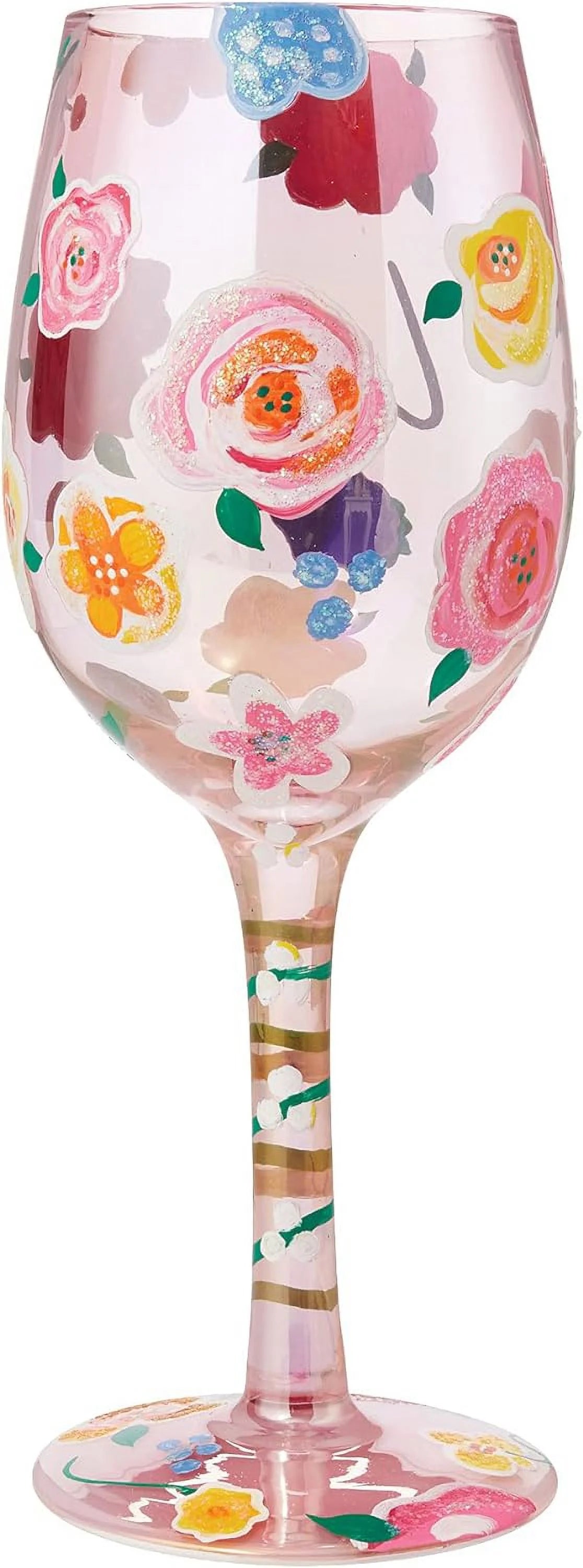 Floral Hand-Painted Artisan Wine Glass X613303