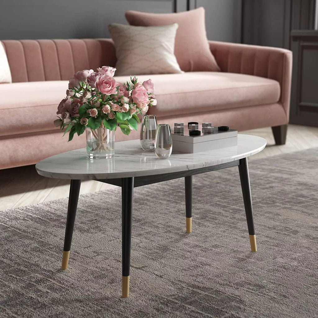 Mid-Century Modern Oval Coffee Table Walnut H5188