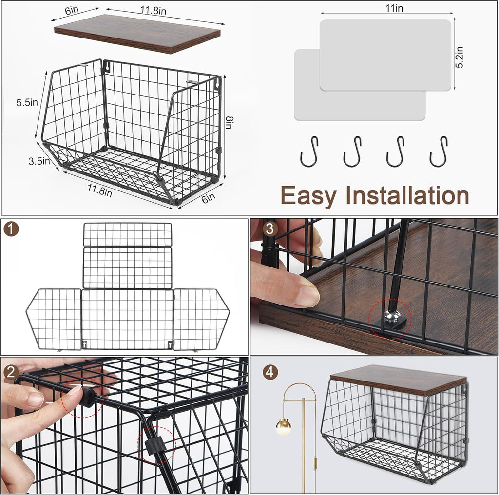 2 Tier Wire Fruit Basket with Wooden Lid B272