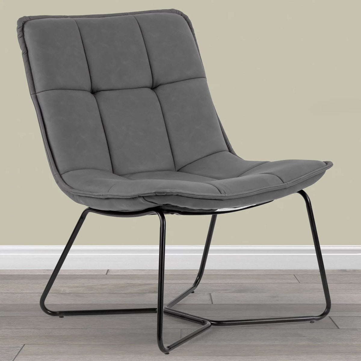Gray Faux Leather Armless Accent Chair D392434
