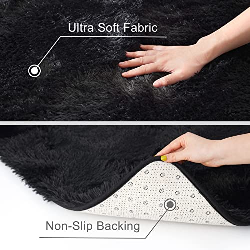 Black 4x6 Feet Shag Area Rug Y79448