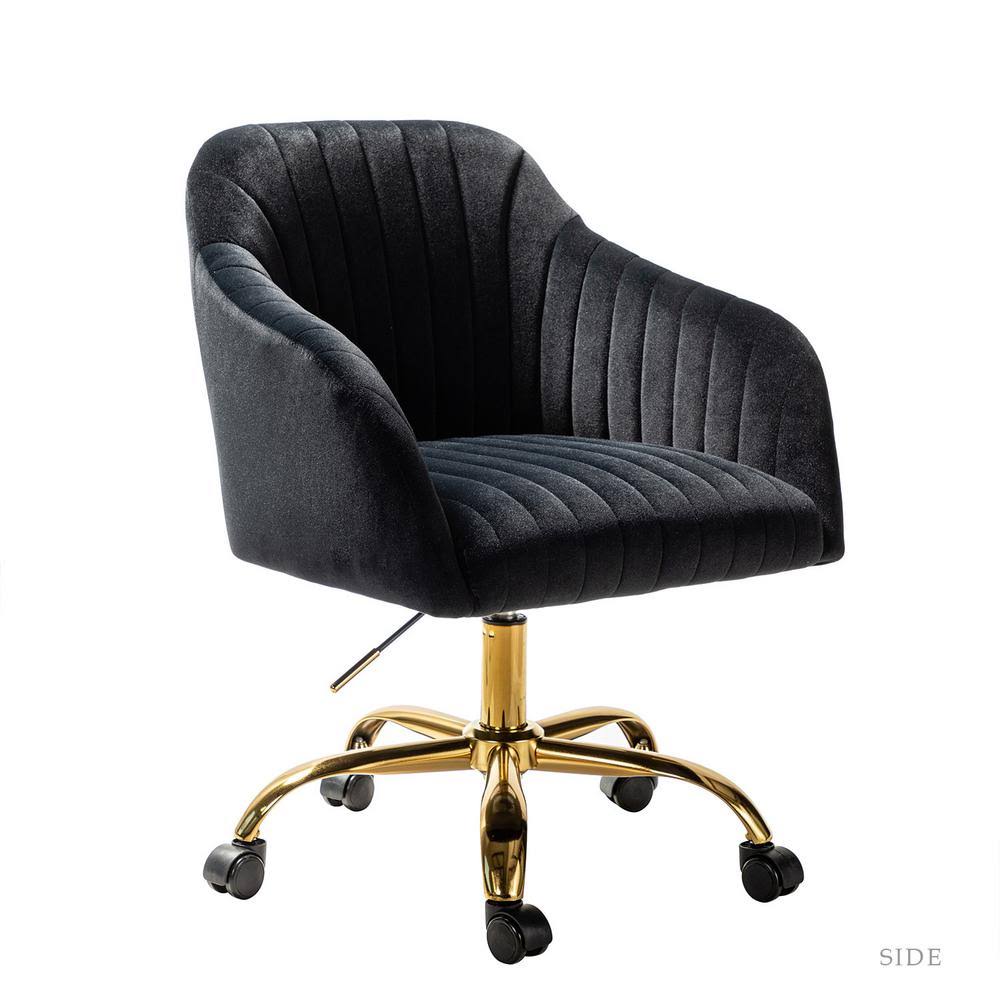 Black Velvet Task Chair with Tufted Back H716911