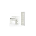 White Desk with Keyboard Tray and 5-Shelf Narrow Bookcase Set Q122