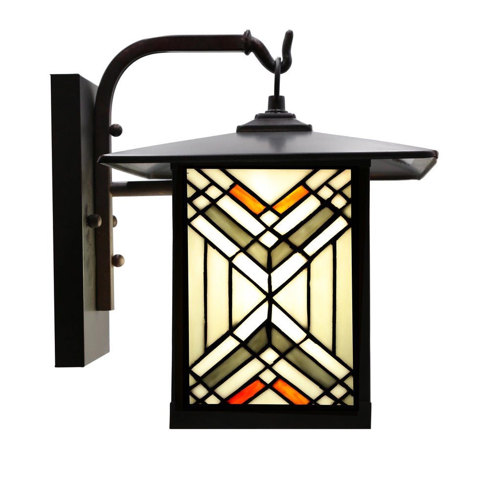Bronze Outdoor Mission Stained Glass Wall Sconce R1077