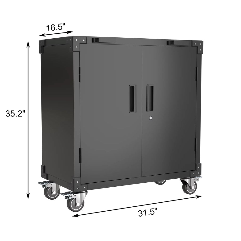 Lockable Steel Storage Cabinet with Adjustable Shelves Wheels Black U242