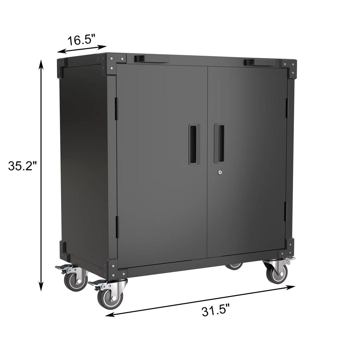 Lockable Steel Storage Cabinet with Adjustable Shelves Wheels Black U242