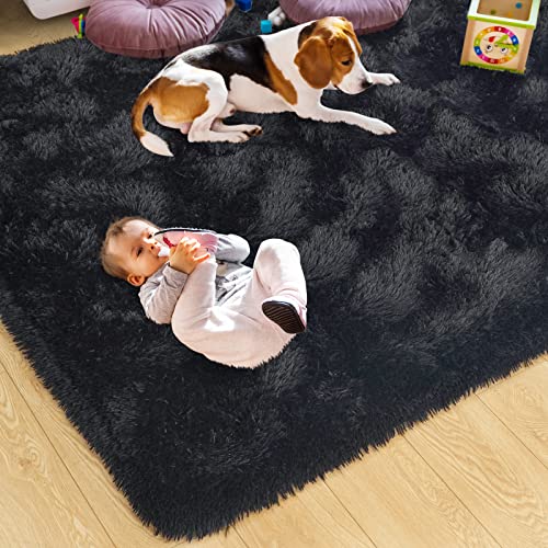 Black 4x6 Feet Shag Area Rug Y79448