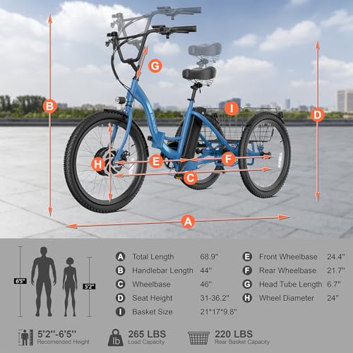24" 499Wh Folding 3 Wheel Electric Tricycle Y176