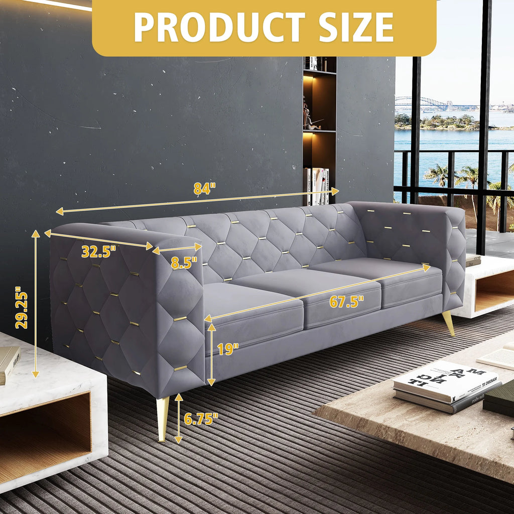 3 Piece Gray Velvet Sofa I964723