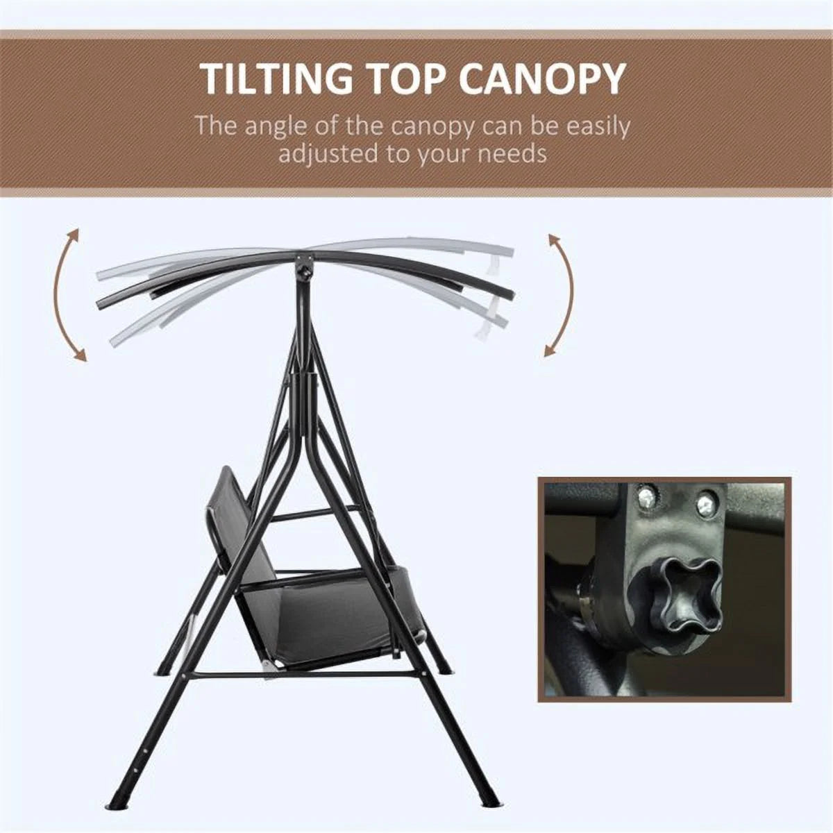 Black 3-Person Porch Swing X76557