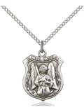 Sterling Silver St. Michael the Archangel Pendant with Lite Curb Chain M9340