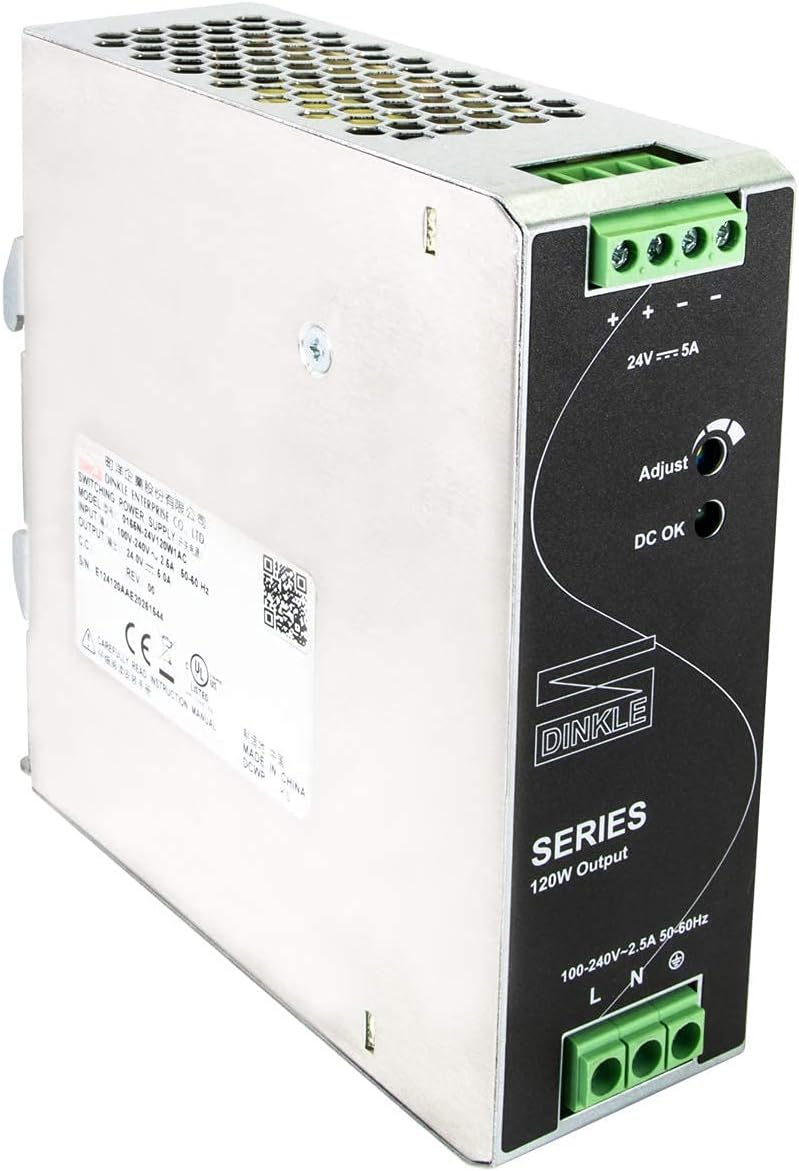 24V DC 120W 5A DIN-Rail Power Supply, Pack of 2 Q481