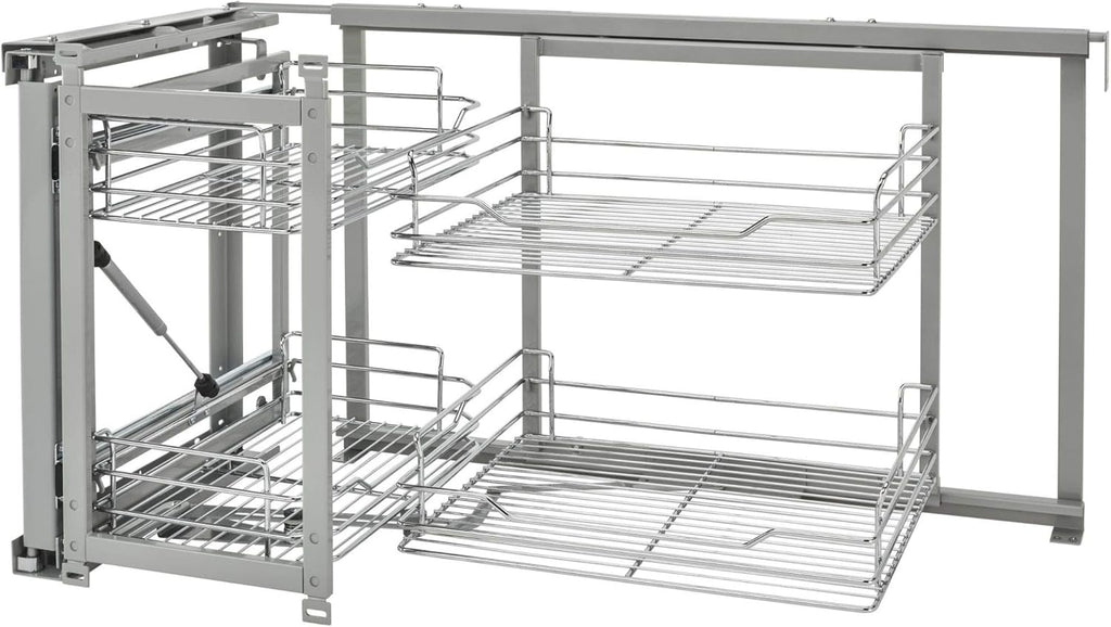 Chrome Sliding 4-Shelf Blind Corner Cabinet Organizer D15120