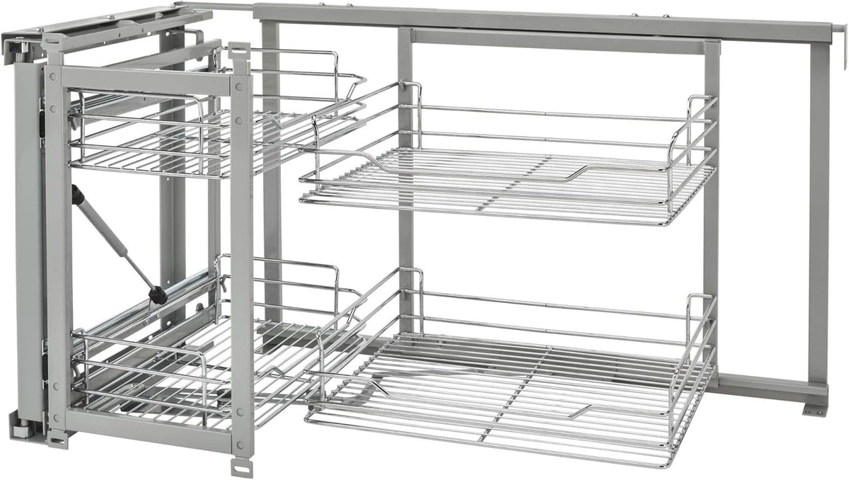 Chrome Sliding 4-Shelf Blind Corner Cabinet Organizer D15120