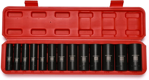 13 Pieces 1/2-Inch Drive Deep Impact Socket Set, Cr-Mo Steel, SAE N7118