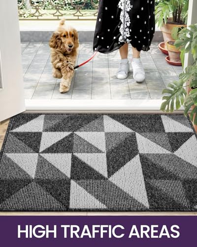 Black Non Slip Washable Absorbent Low-Profile Entrance Mat, 24"X36" E577