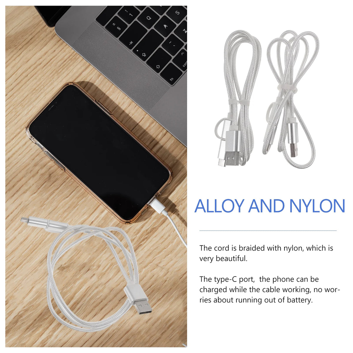 2 Pcs Phone Car Charger Cord Cables Data Line T535508
