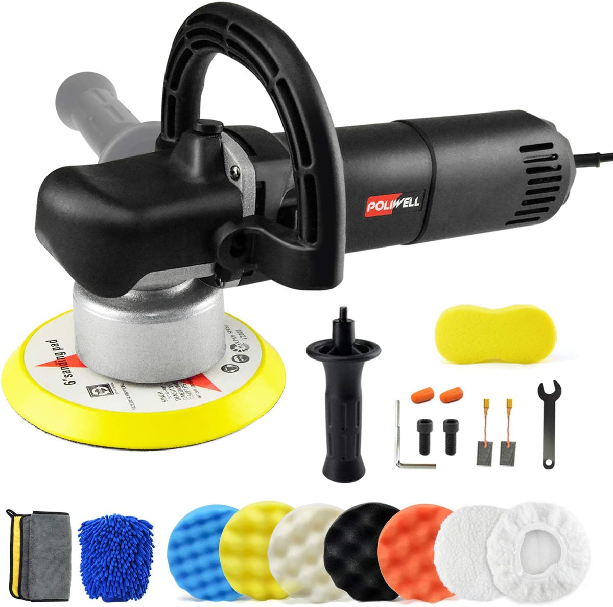 6 Inch Dual Action Random Orbital Polisher Kit with 5 Polishing Pads H2998