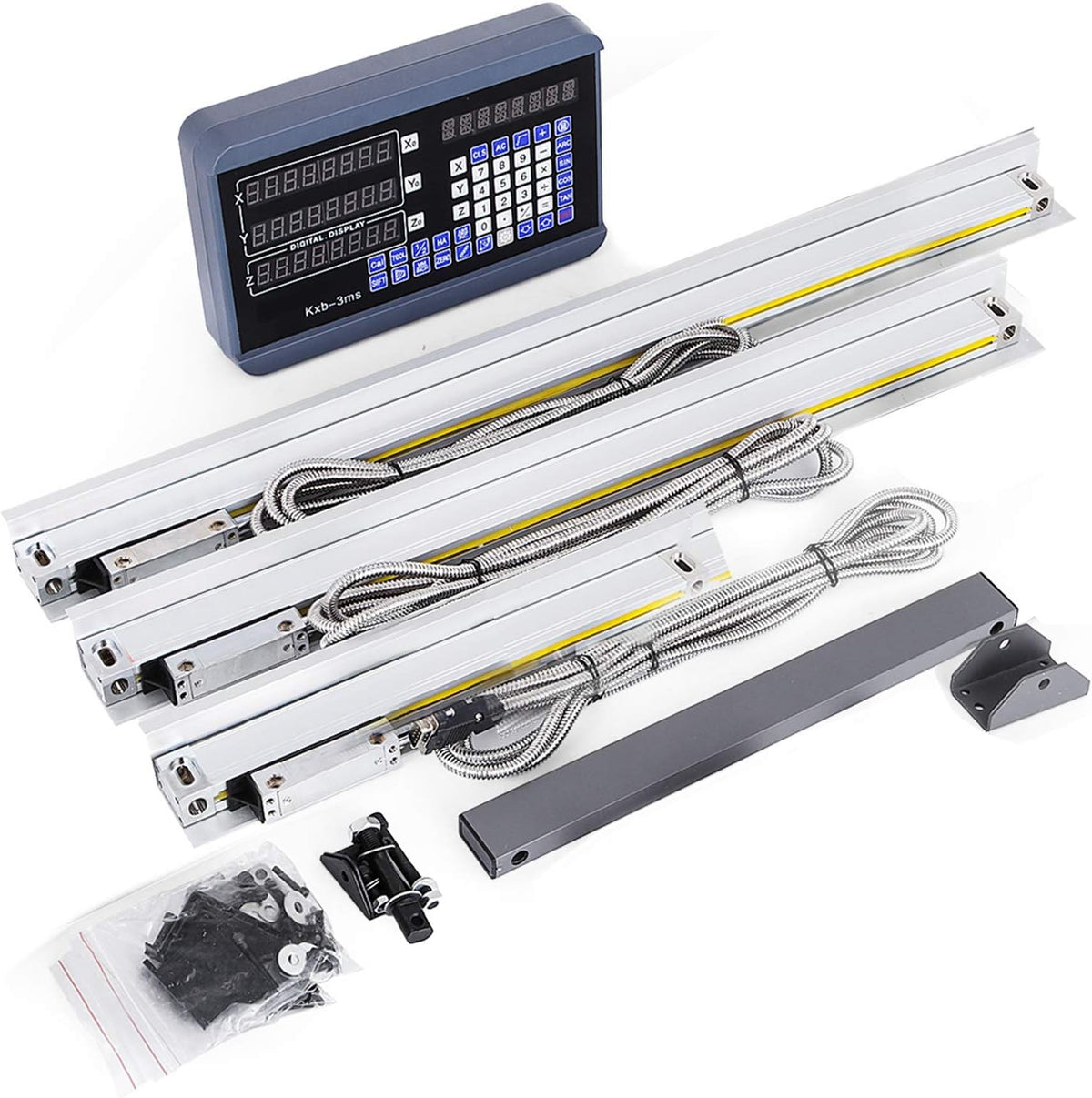 3 Axis Digital Readout DRO Display 250mm+450mm+500mm Travel Length Linear Scale for Mill M52487