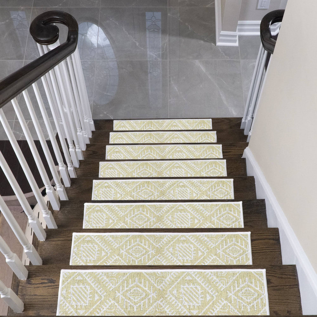 9x22 x 28x22 Cotton Anti-Slip Carpet Stair Treads with Double Adhesive Tape W2605