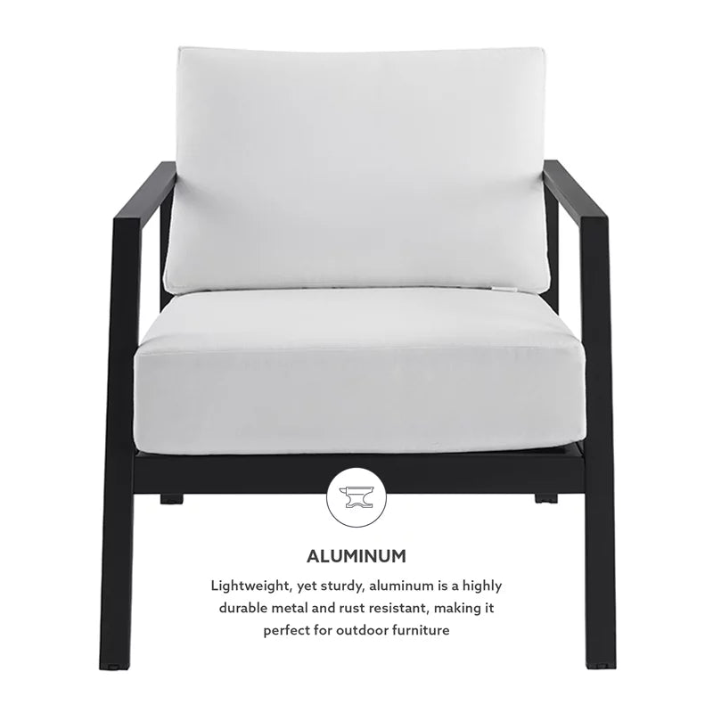 Lightweight Aluminum Outdoor Chair with White Cushions R588267