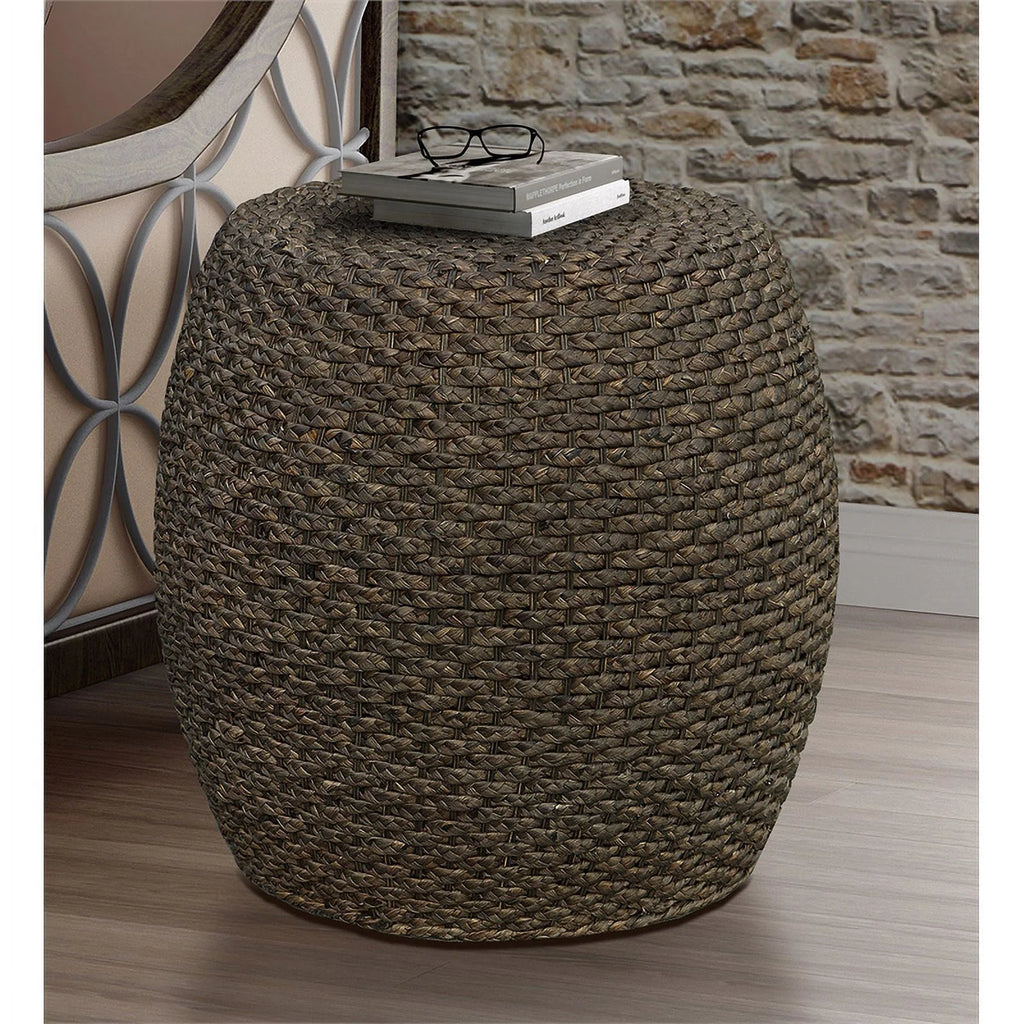 Walnut Wood Drum Side Table H3164