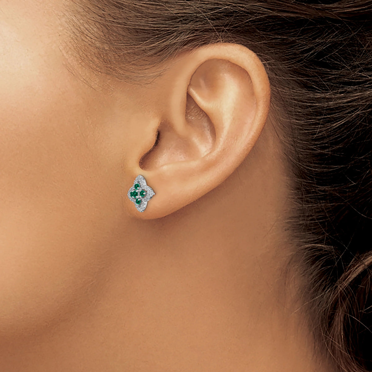 14 Karat Two-Tone Lab Grown Diamond and Created Pink Sapphire Earrings R31195