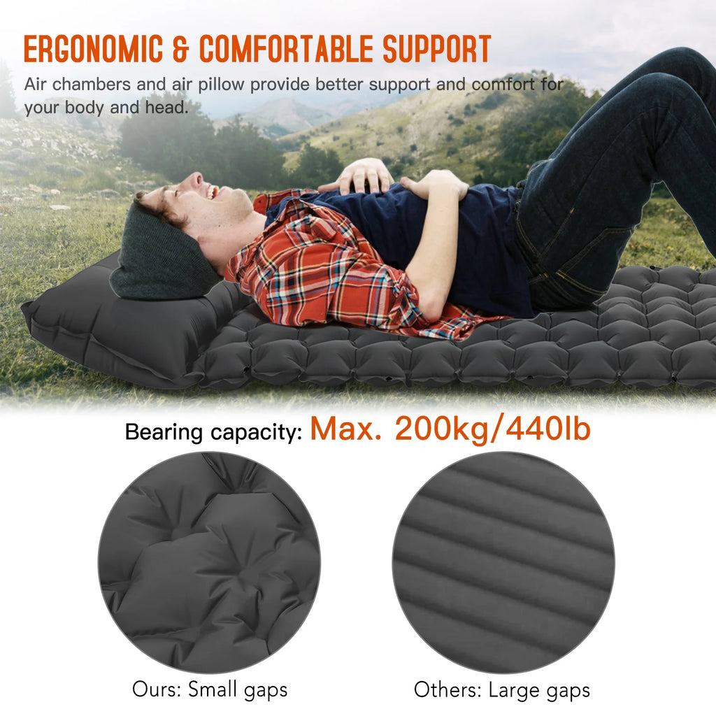 Ultralight Inflatable Camping Sleeping Pad with Built-in Pump V1478