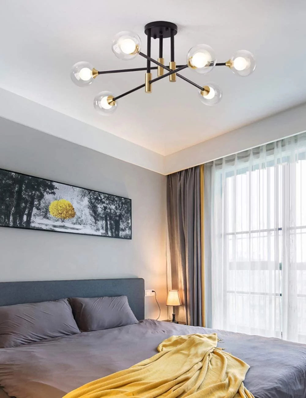 6 Lights Glass Shades Chandelier E125713