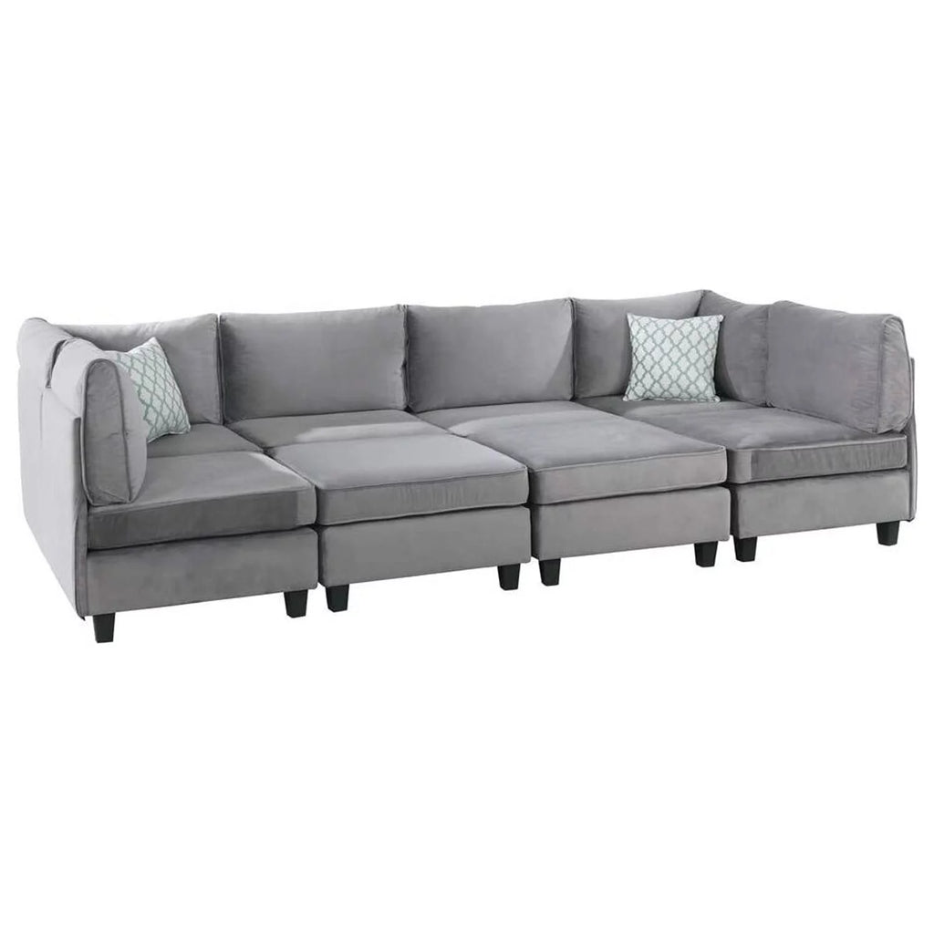 Gray Velvet 8Pc Modular Sectional Sofa I184