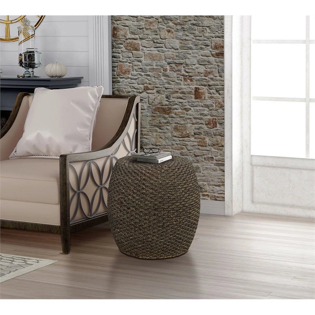 Walnut Wood Drum Side Table H3164