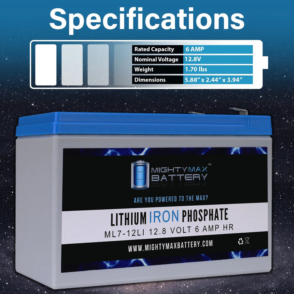 12V 7AH Lithium Replacement Battery A6467