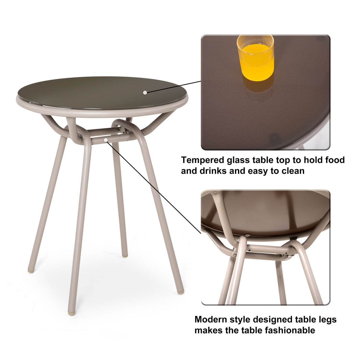 3pcs Steel Rope Bistro Set with Cushions I60898