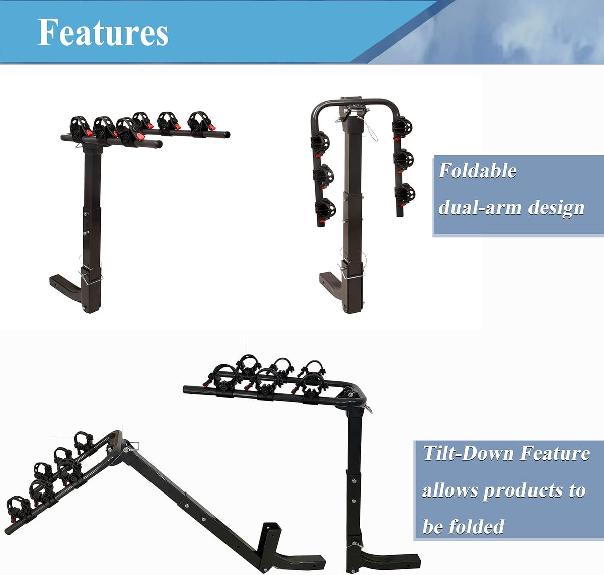 2 Hitch Receiver 4-Bikes Bicycle Carrier E798078
