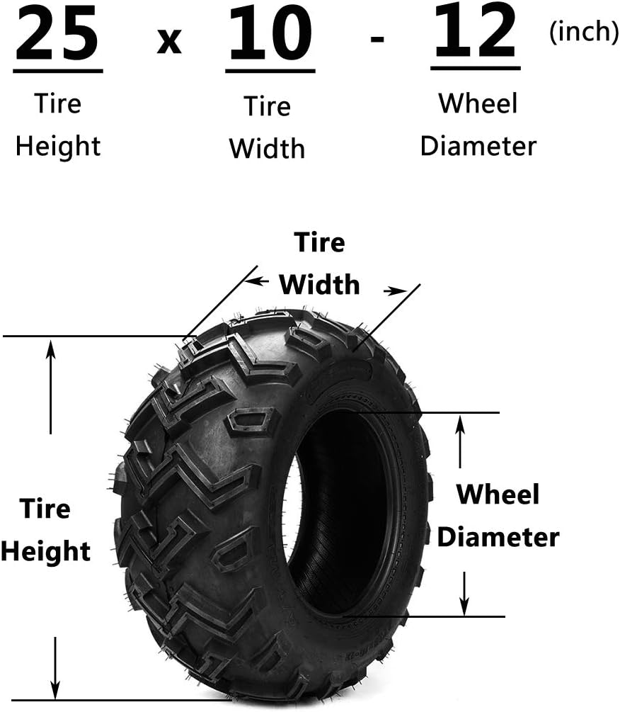 2PCS 25x10-12 6Ply ATV UTV Tires T7127