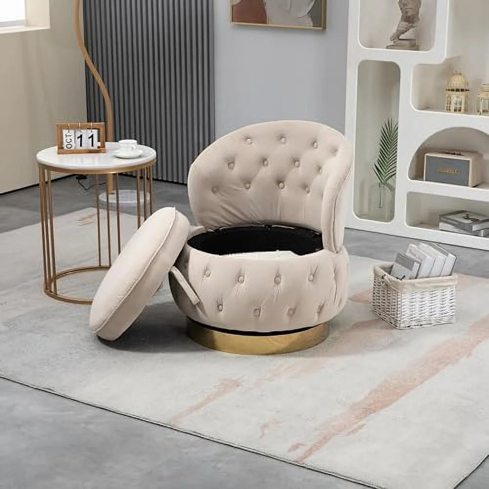 Round Swivel Chair with Tufted Back and Cushion Y363637