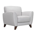 Genuine Dove Grey Leather Sofa Chair Brown Wood Legs R3386