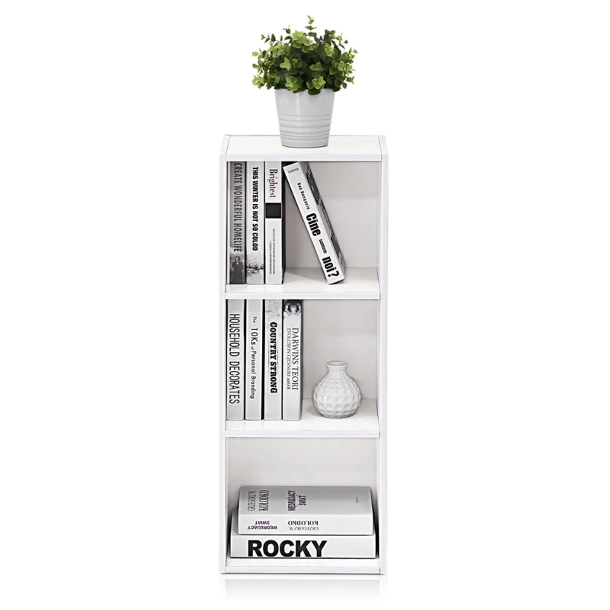 White Pink 3-Tier Engineered Wood Bookcase M1279