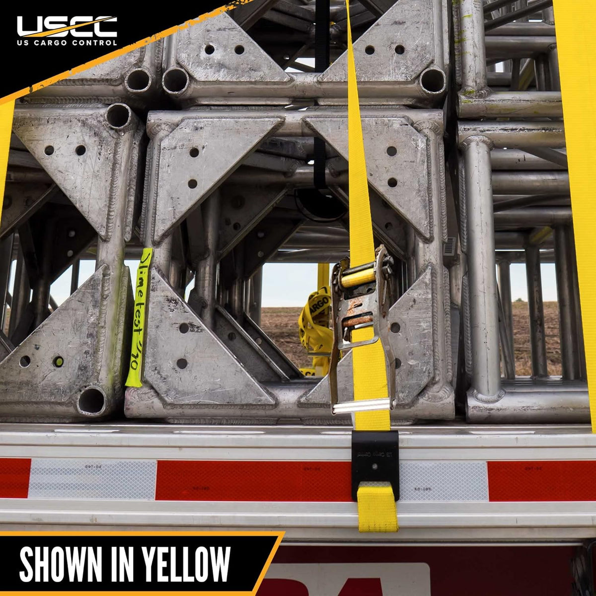 Yellow Ratchet Strap with Flat Hooks O4538