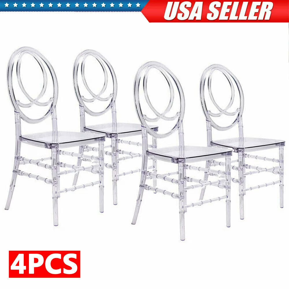 4Pcs Clear Acrylic Stackable Dining Chairs M5715