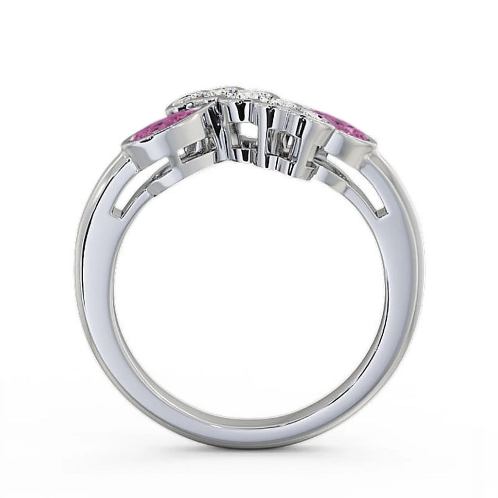 14K White Gold Pear Cut Pink Sapphire Diamond Eternity Band Size 8.5 L576
