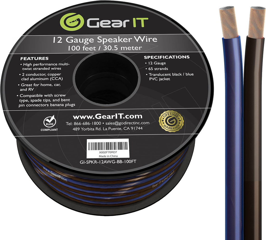 12 AWG Speaker Wire Cable 100 Feet White Pack of 2 D9965