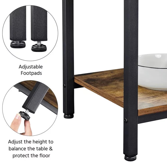 Baker's Rack Kitchen Island with Hooks Microwave Stand Q7668