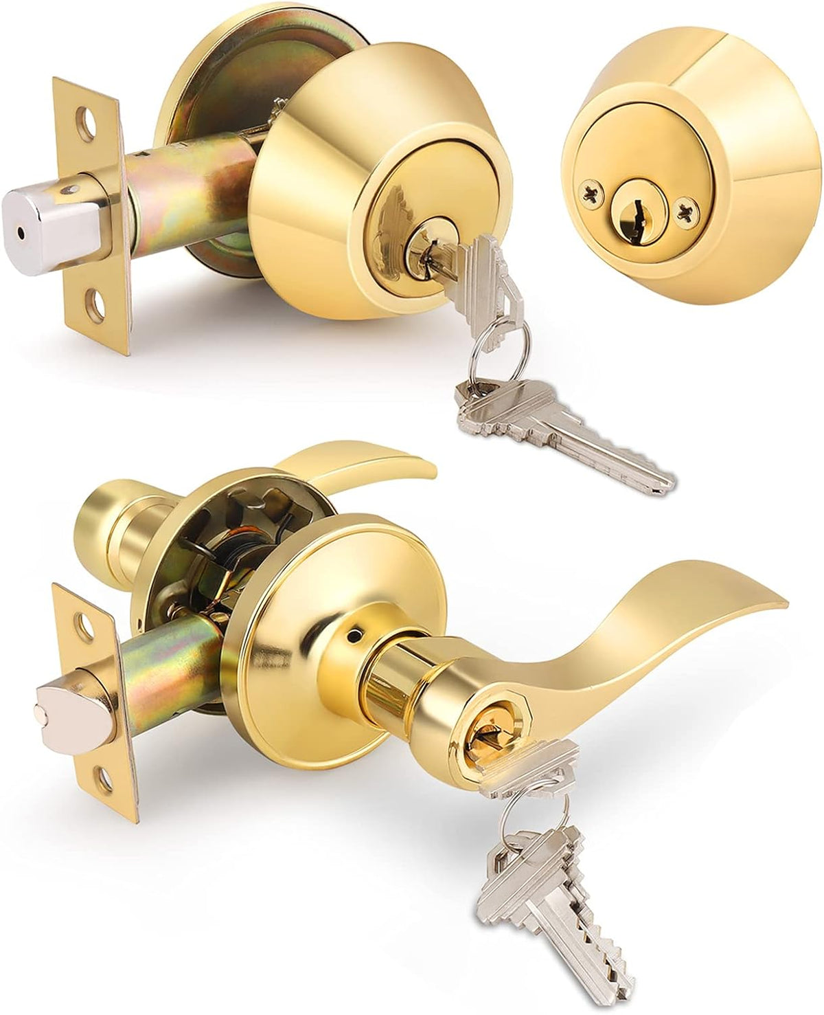 Satin Nickel Double Cylinder Deadbolt Combo Locksets, 5 Pack R9620