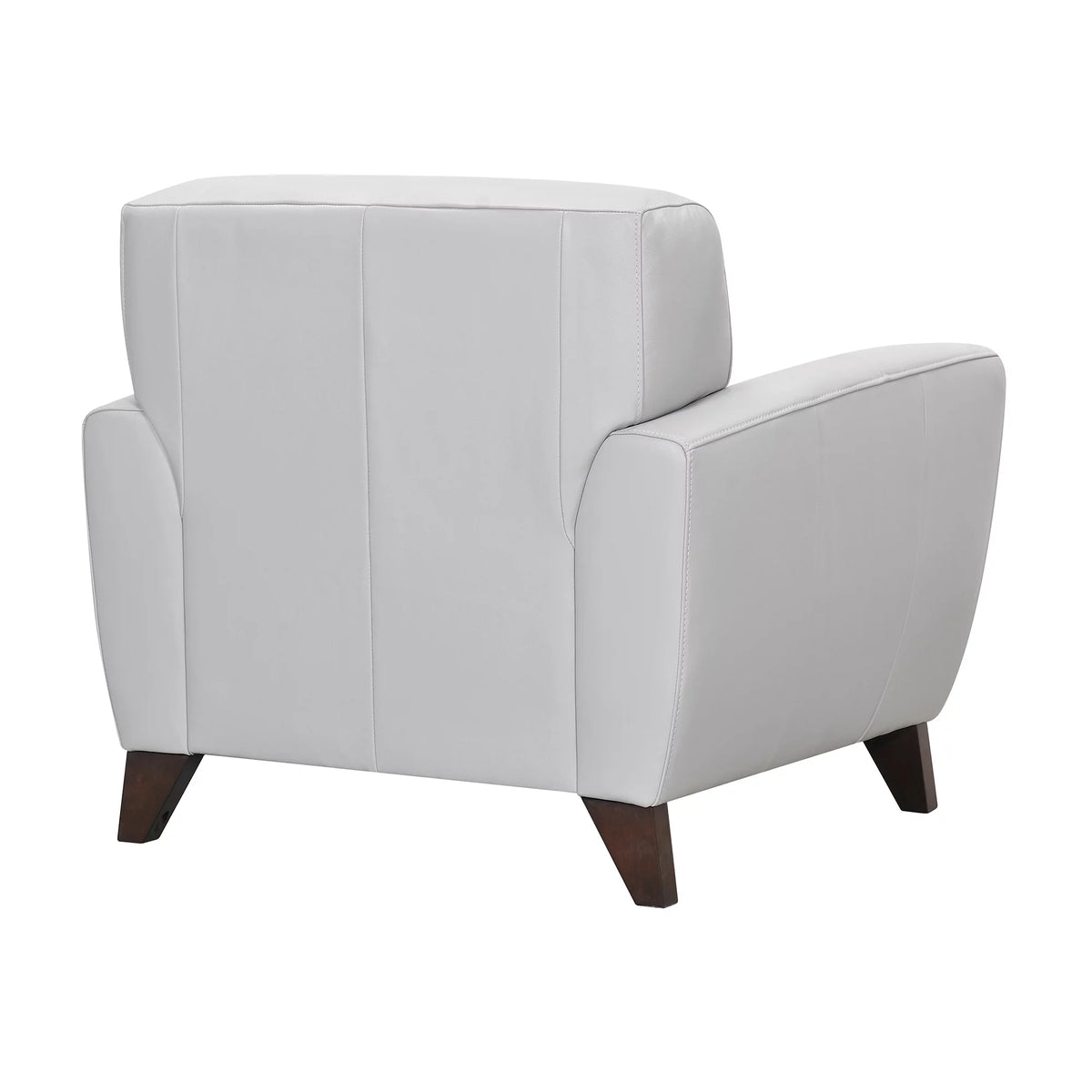 Genuine Dove Grey Leather Sofa Chair Brown Wood Legs R3386