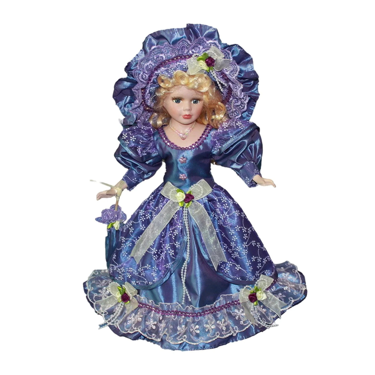 Violet Porcelain Dollhouse Lady with Dress S300337