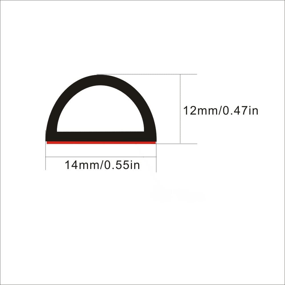 Universal D-Shape EPDM Rubber Door Seal Strip Self Adhesive 20 FT Pack of 2 D769252