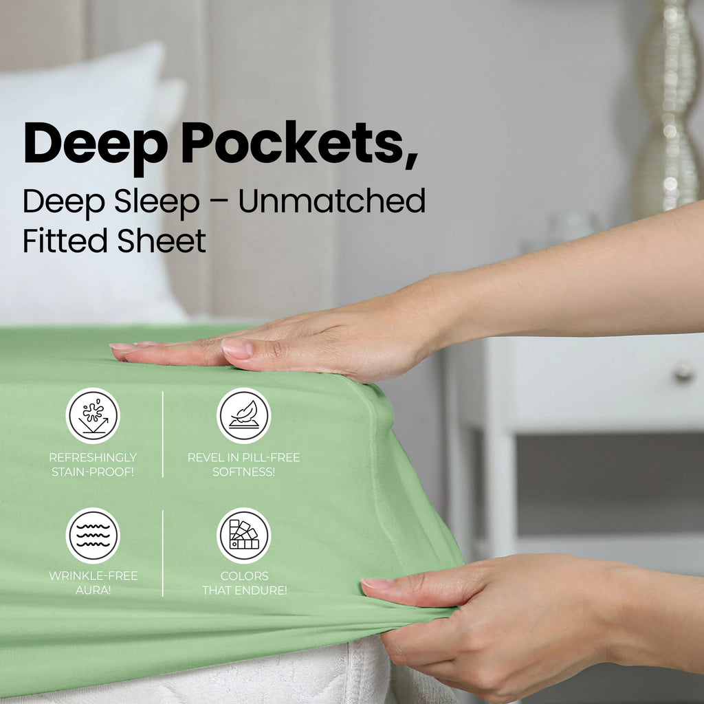 Queen Size 14 Inch Deep Pocket Microfiber Fitted Sheet R24458
