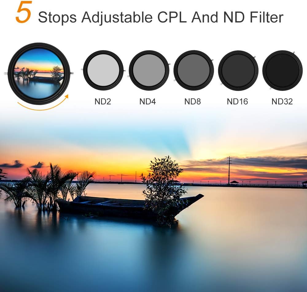 67mm Variable Fader ND2-ND32 ND Filter and CPL Circular Polarizing Filter 2 in 1 W84040